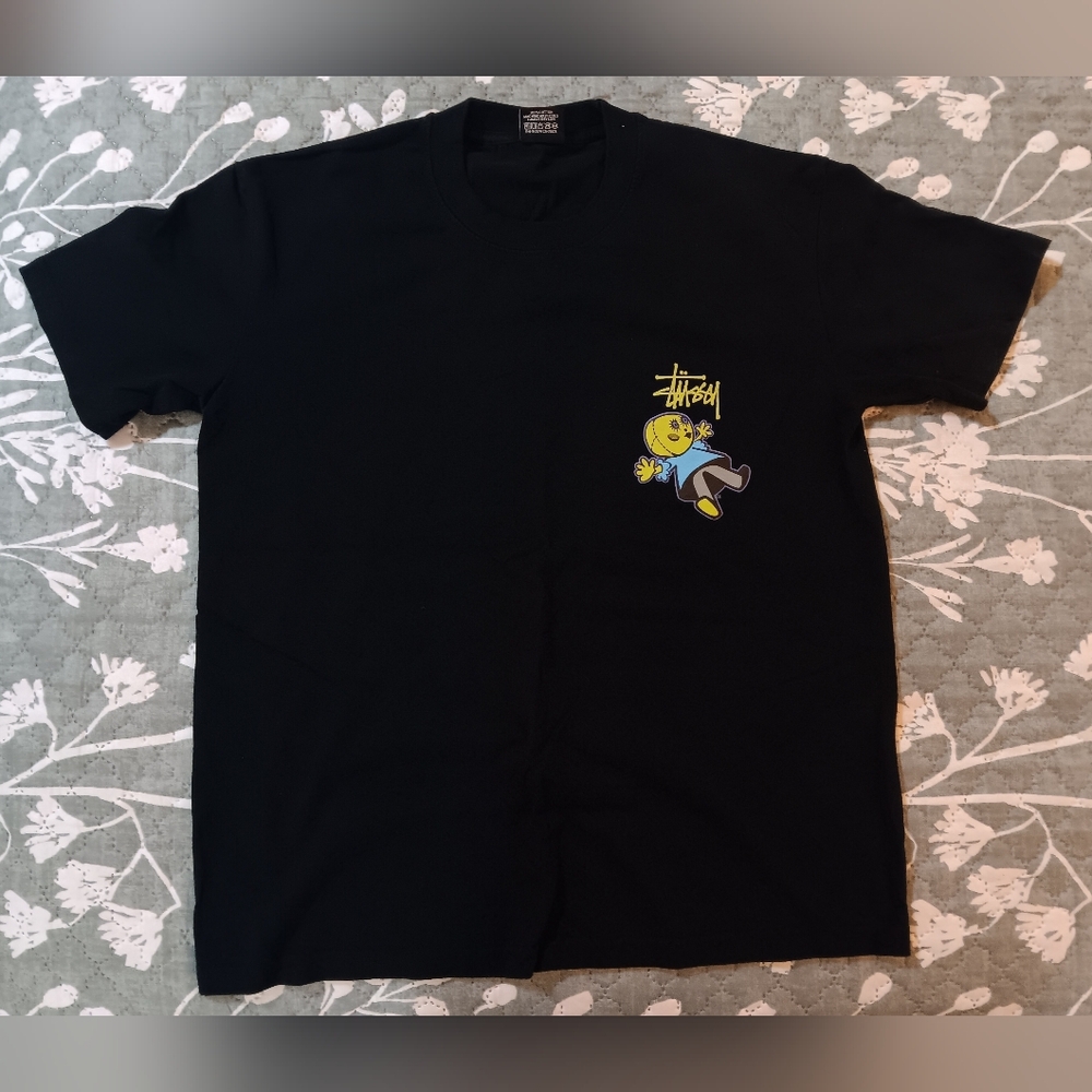 Stussy Black Short Sleeve Tee with Graphic Design